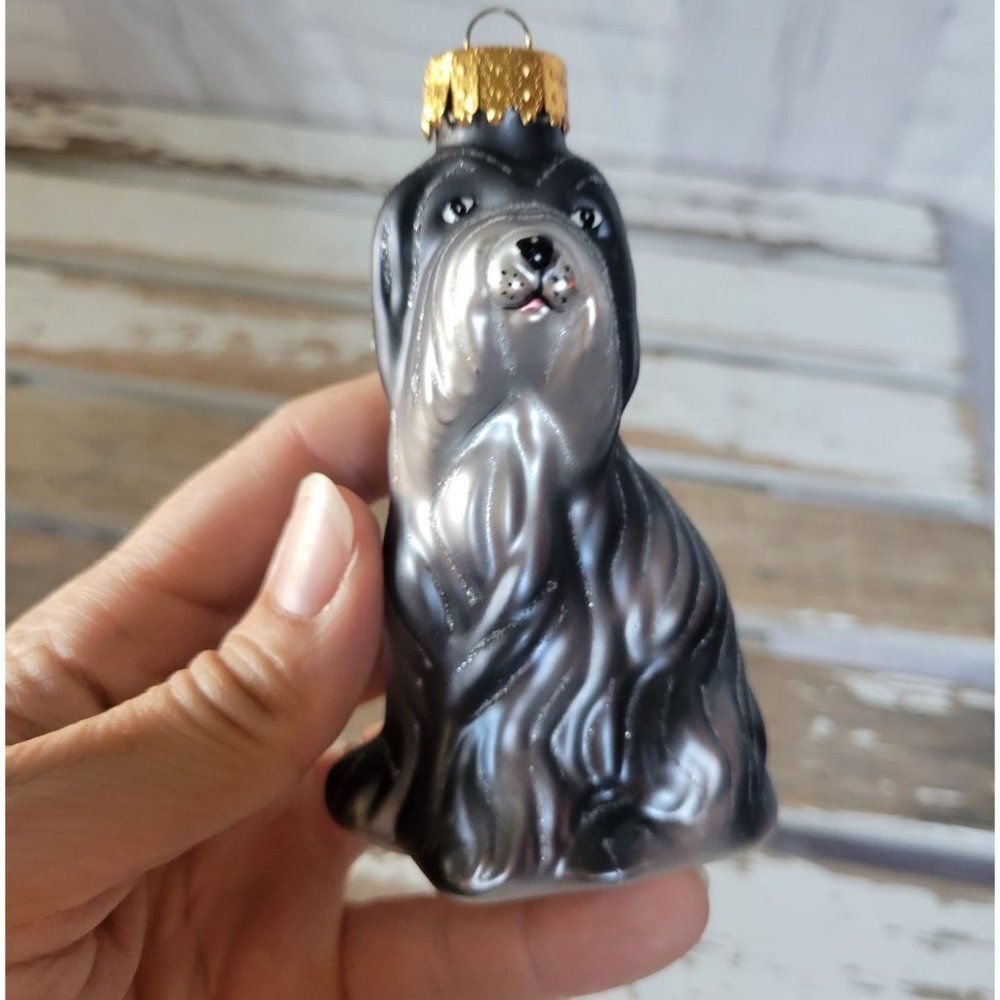 Ut glass sheepdog puppy ornament Xmas holiday tree